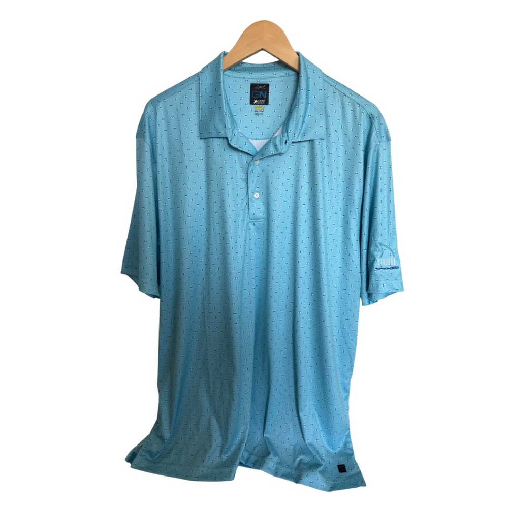 Greg Norman GN X-Lite Blue Patterned Polo Golf Shirt Size XXL